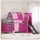 vidaXL Kinderloftbett 100 x 200 cm Schwarz/Pink