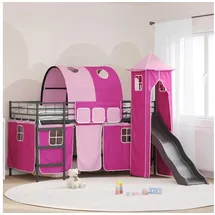 vidaXL Kinderloftbett 100 x 200 cm Schwarz/Pink