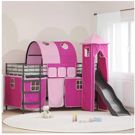 vidaXL Kinderloftbett 100 x 200 cm Schwarz/Pink
