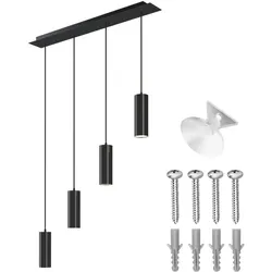 TECTAKE Pendelleuchte Lumea, 4-flammig, längenverstellbare Kabel - schwarz