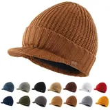 Magracy Herren Winter Knit Visor Hat Outdoor Dicke Schirmmütze Beanie Mütze Gr. Einheitsgröße, braun - Einheitsgröße