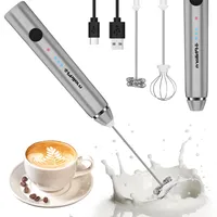 Philorn Milchaufschäumer Stab, Milchaufschäumer Elektrisch Stab Hand Held, 3-Gang USB Aufladbar Aufschäumer, Manuelle Milchschäumer für Kaffee/Latte/Cappuccino/Eier Schlagen (Silber)