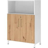 Hammerbacher Hammerbacher, Aktenschrank, Regal/Türen, 3OH Sockel weiß/asteiche