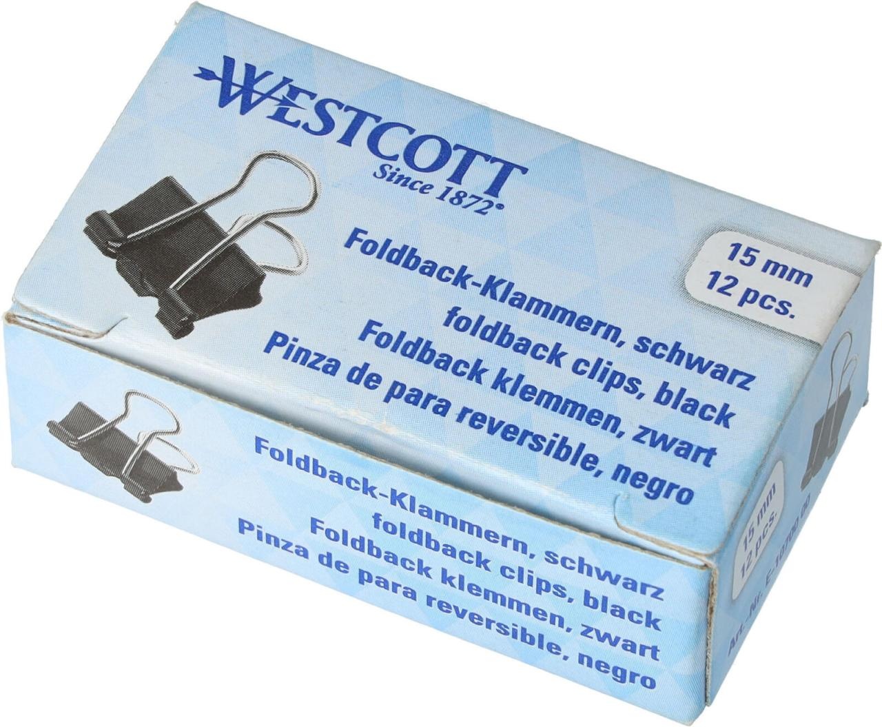 Preisvergleich Produktbild WESTCOTT Foldbackklammern schwarz 1.5 cm