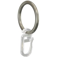 Flairdeco Gardinenringe/Ringe mit Faltenhaken, Metall, Chrom matt, 32/25 mm, 10 Stück