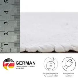 THEKO | Dhurry Teppich aus 100% Baumwolle Flachgewebe Teppich Happy Cotton | handgewebt | Farbe: Weiß | 40x60 cm