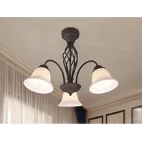 Trio - Große Deckenleuchte rustica 3-flammig in Rostoptik mit Glasschirmen, ø 55cm