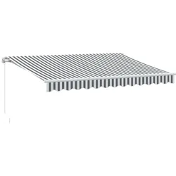vidaXL Markise mit LED-Beleuchtung Manuell Anthrazit & Weiß 350x250 cm