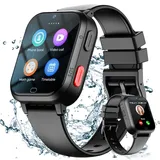 Fitonme 4G Smartwatch Kinder,GPS Tracker Uhr Telefon WLAN, Echtzeit-Position,Videoanrufnachricht, Wasserdichter,SOS, Schrittzähler,Geofence,Anti-Lost GPS Kinder Smart Watch Schwarz