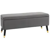 Homcom Sitzbank, Polsterbank mit Stauraum, Truhenbank, Metall, Schaumstoff, Kautschukholz, Kohlegrau, 110 x 43 x 45 cm