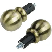 LIEDECO Endstück, Endknopf Kugel 16 mm ø "Esperanca" | schwarz-Messing | 2 Stück