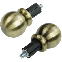 LIEDECO Endstück, Endknopf Kugel 16 mm ø "Esperanca" | schwarz-Messing | 2 Stück