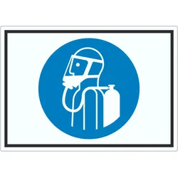 Umgebungsluftunabhängigen Atemschutz benutzen Symbol Aufkleber A9 (37x52mm)