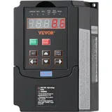 Vevor Frequenzumrichter VFD 2 PS, 1,5 kW, 7,5 A, 1- oder 3-phasiger 220-V-Eingang auf 3-phasigen 220-V-Ausgang, 40-60-Hz-Eingang, 0-400-Hz-Ausgang, VFD für Spindelmotor-CNC-Drehzahlregelung