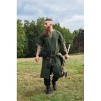 Wikinger Kurzarmtunika mit Bordüre "Richard" Grün XXL - Grün - XXL