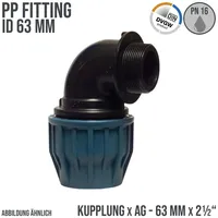Jason PP-Klemmverbinder 90° Winkel mit AG Ø 63 mm