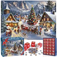 Puzzle Adventskalender 2025,24 Teile 1008 Teile Puzzles Countdown bis Weihnachten, Weihnachtsgeschenke für Erwachsene und Kinder, Hausdekoration
