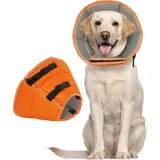Kuoser Halskrause Hund, Bequem Leckschutz Hund,Schutzmaßnahmen Schutzkragen Hund, Einstellbar Hundekragen, Hunde Halskrause Leckschutz für Hunde, Vorbeugung von Biss- und Leckwunden,Orange L