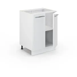 Vicco Midischrank Fame-Line Weiß Hochglanz, Holzwerkstoff, 2 Fächer, Rechteckig, 60x82x51.6 cm ohne Arbeitsplatte,