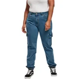 URBAN CLASSICS Organic Stretch Cargo Hochtaillierte Jeans Clear Blue Washed 29