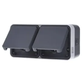 Berker 47753525 Steckdose 2fach waagerecht mit Klappdeckel, 4 Schieber, W.1,grau