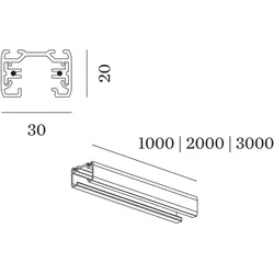 Schienen für 1-Phasen System - Weiß / 1 Meter