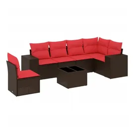 vidaXL Gartensofa-Set mit Kissen, braun, Polyrattan