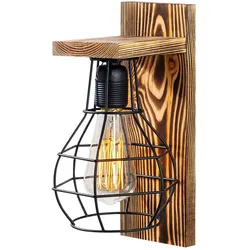 Wandleuchte in Holzfarbe 16x16x30cm WellHome Baikal