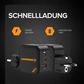 Hammer H Hammer RapidCharge 65-W-Netzteil, 2X USB-C Usb-A, Schnellladung