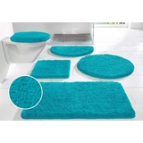 my home Badematte Sanremo, Badvorleger, Badezimmer Teppich, sehr weich, Höhe 30 mm, rutschhemmend beschichtet, fußbodenheizungsgeeignet, schnell trocknend, Polyester, rund, Badteppich, unifarben, rechteckig, rund & als 3-tlg. Set erhältlich blau rund | Ø 120 cm x 30 mm
