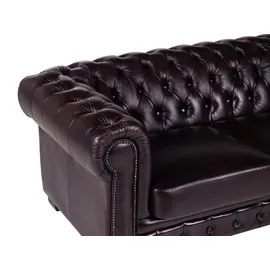 vente-unique Chesterfield Ledersofa 4-Sitzer - Büffelleder - Braun - BRENTON