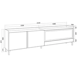 SKRAUT HOME Lowboard 212x61 cm Beige Holzwerkstoff