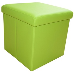 style home Sitzhocker faltbare Sitzbank mit Stauraum (Aufbewahrungsbox mit Deckel, gepolstert Sitzwürfel Fußhocker, Sitztruhe aus Kunstleder), für Wohnzimmer Schlafzimmer, 38 * 38 * 38 cm Green grün 38 cm x 38 cm x 38 cm