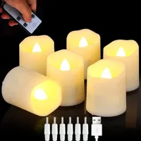 Nachfüllbare, Flammenlose Teelichter Mit Timer Und Fernbedienung, Led-weihnachtskerzen Mit Realistischem Flackereffekt Für Zuhause, 6 Stück, Weiß