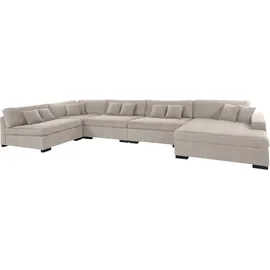 Home Affaire Wohnlandschaft HOME AFFAIRE "Skara XXL U-Form", beige (natur), B:510cm H:86cm T:250cm, 100% Polyester, Sofas, Wohnlandschaft, Lounge-Sofa XXL mit Federkern-Polsterung, in vielen Bezugsvarianten