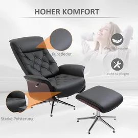 Homcom Relaxsessel Kunstleder 82 x 83 x 110 cm schwarz inkl. Hocker