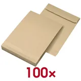 MAILmedia Faltentaschen DIN B4 ohne Fenster braun mit 4,0 cm Falte, 100 St.