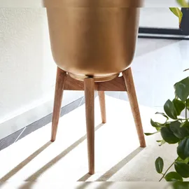 KADIMA DESIGN Alu-und-Holz Pflanzenkübel Set in Gold/Braun, modern & elegant, für stilvolle Inneneinrichtung. 31x31x51 cm | Kadima Design