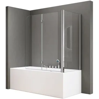 SoGood doporro 70x120x140cm Design-Duschwand für Badewanne Badewannenaufsatz Duschabtrennung 6mm ESG-Sicherheitsglas inkl. NANO-Beschichtung