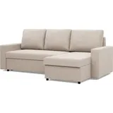 mebligo Ecksofa mit Schlaffunktion NEO, gerader Armlehne, Liegefläche: 200×140cm, Beige - Beige