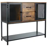 Costway Sideboard 100 x 85 x 35 cm Braun / Schwarz