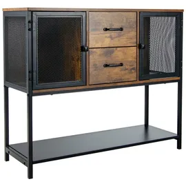 Costway Sideboard 100 x 85 x 35 cm Braun / Schwarz