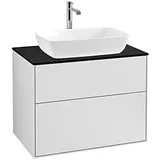 Villeroy & Boch Finion Waschtischunterschrank F75200MT 80x60,3cm, Abdeckplatte black matt, White matt lacquer