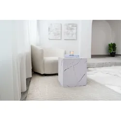 Beistelltisch KAYOOM "Cuboid 225, TOPSELLER, modernes Design, robuste Konstruktion", weiß, Tische, B/H/T: 40cm x 45,5cm x 40cm, MDF mit lackfreiem 3D-Papier, vielseitig einsetzbar, edle Oberfläche, robuste Konstruktion, B:40cm H:45,5cm T:40cm