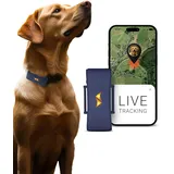 PAJ GPS Tracker für Hunde - 4G - Weglaufalarme + weltweite Live-Ortung - Akkusparmodus in Routernähe - Hunderückruf - mit Leucht-LEDs - Wasserdicht (IP67) - passt an jedes Halsband - dunkelblau