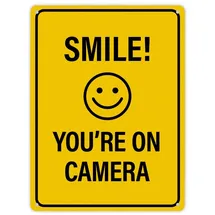 trendaffe Smile you're on camera Metallschild XL mit lachendem Gesicht