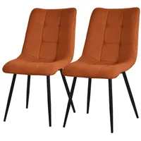 ML-Design Esszimmerstühle 2er Set Orange, mit Stoffbezug & schwarzen Metallbeinen, Küchenstühle mit Rückenlehne, Polsterstühle für Esszimmer