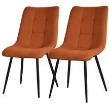 ML-Design Esszimmerstühle 2er Set Orange, mit Stoffbezug & schwarzen Metallbeinen, Küchenstühle mit Rückenlehne, Polsterstühle für Esszimmer