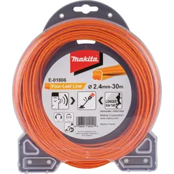 Makita Mähfaden Four-Leaf, 2,4 mm - 30 m - orange - E-01806 orange - orange