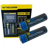 Akkuman SET Nitecore D2 Ladegerät + 2x 14500 AA Solar Akku LiFePo4 3,2V 600mAh
